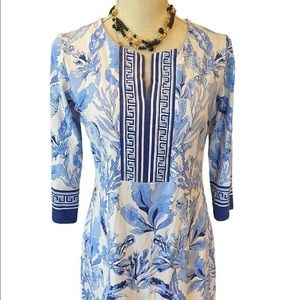 Barbara Erickson size small blue‎ and white dress